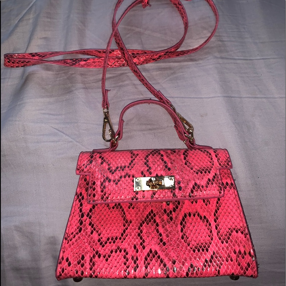 Pink snake print mini purse
